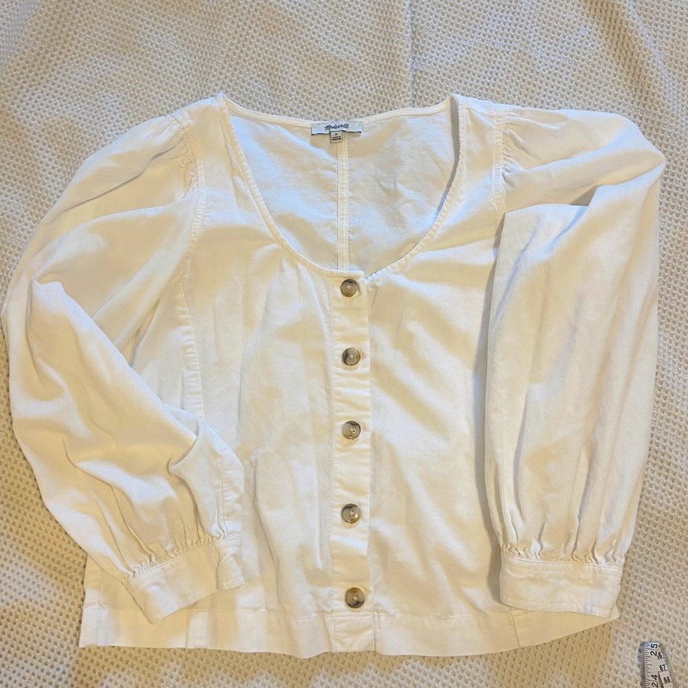 Madewell - Corduroy Shirred-Sleeve Button-Front Top